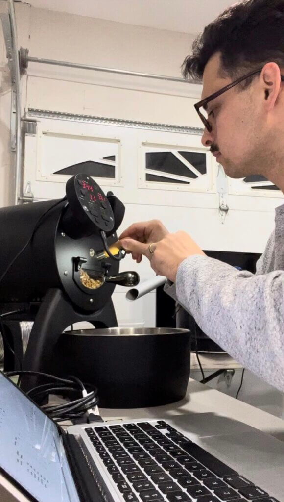 Spencer roasting coffee