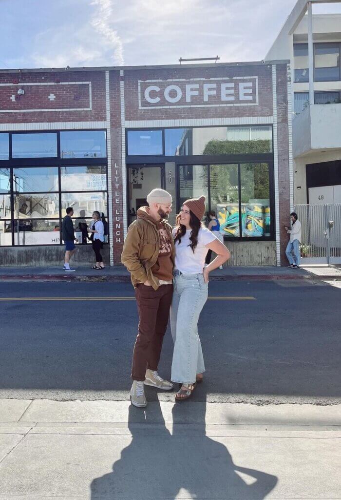 Chris and Ali in front of Little Lunch Coffee