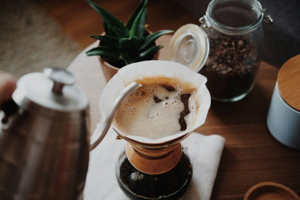 Home bar setup with a Chemex